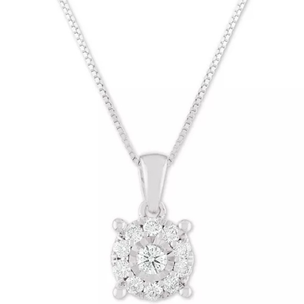 Macy’s Diamond Halo 18" Pendant Necklace 14 karat